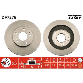 TRW Bremsscheibe DF7276 für MR334996