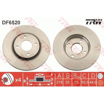 TRW Bremsscheibe DF6520 für 1445625