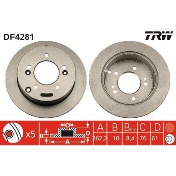 TRW Bremsscheibe DF4281 für 58411-39300