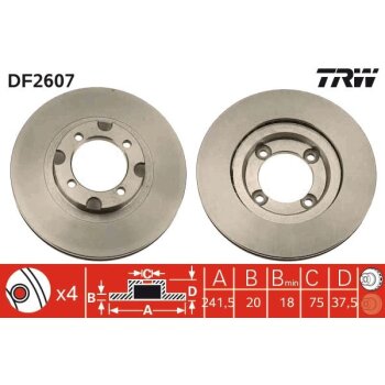 TRW Bremsscheibe DF2607 für GJ96-33-25XA