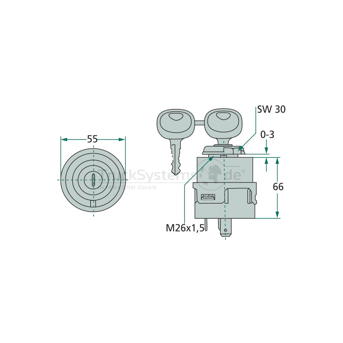 Interruttore Accensione/Motorino Avviamento HERTH+BUSS JAKOPARTS 70596037 - 12V Con Preriscaldamento - Connettori 6x6,3mm