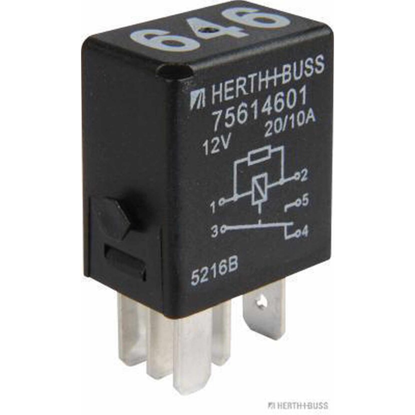 HERTH+BUSS Multifunktionsrelais 12 V, 10 - 20 A, 5 pins, Widerstand - 75614601