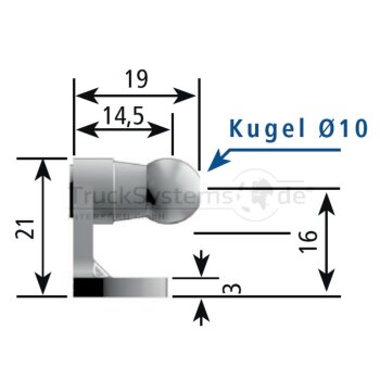 Stabilus Winkelbl.L/B/H:46,2/14,2/21mm-Kugel 10mm