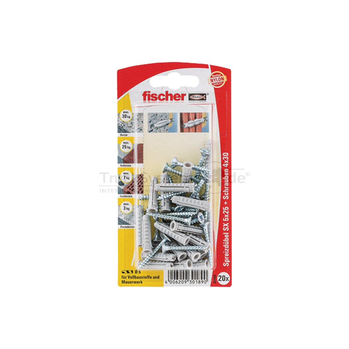 Fischer VPE20 Dübel SX 5x25 S K