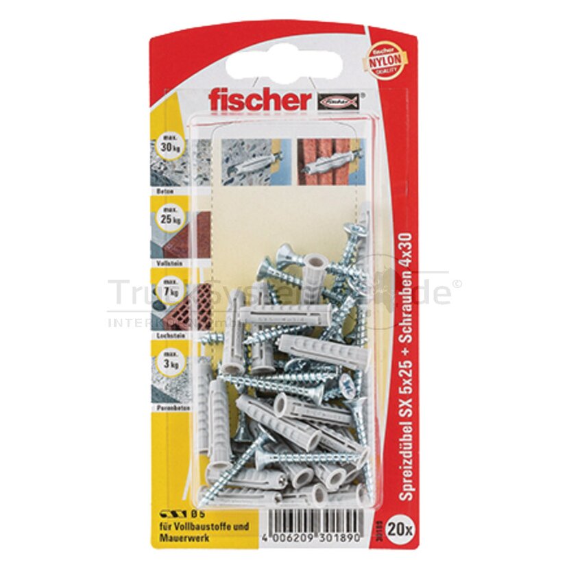 Fischer VPE20 Dübel SX 5x25 S K