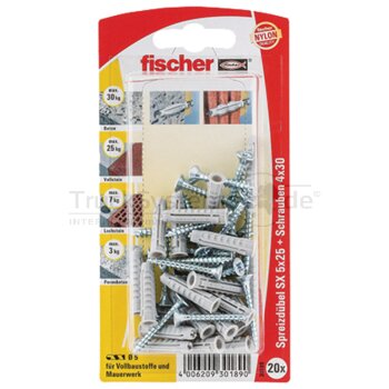 Fischer VPE20 Dübel SX 5x25 S K