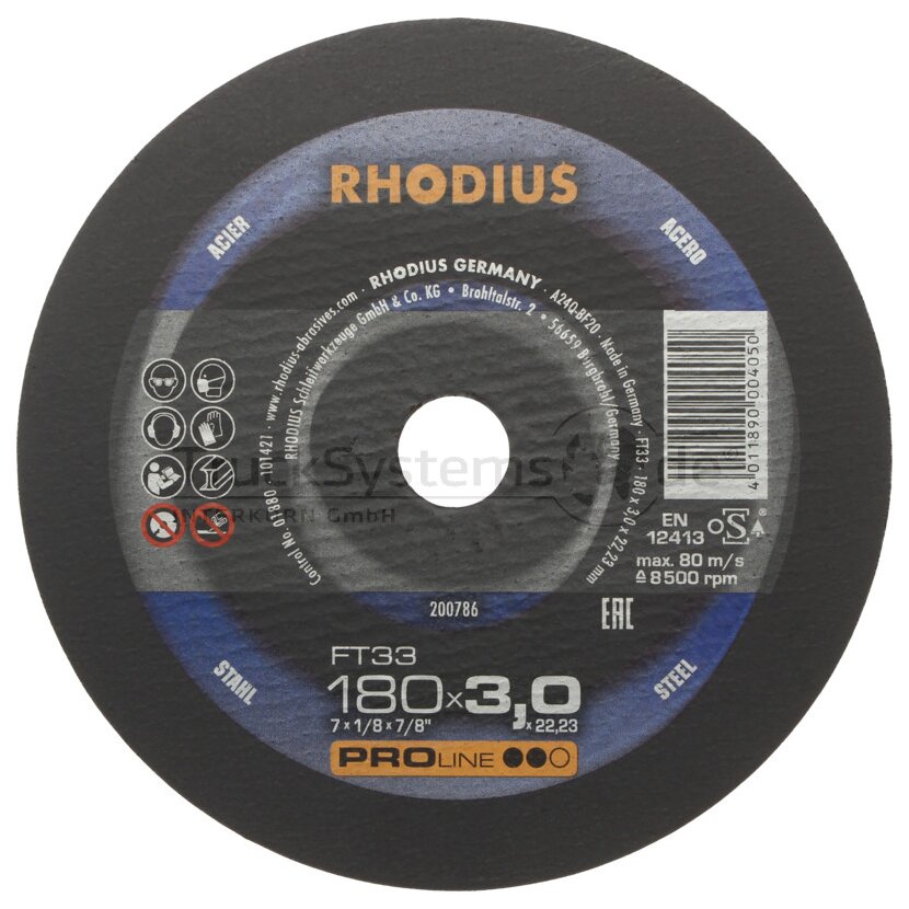 RHODIUS Trennscheibe Freihand-STAHL 180x3,0x22,2