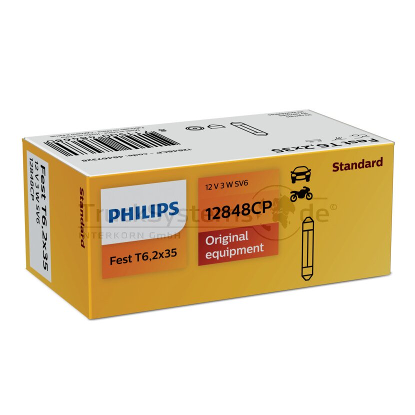 Philips VPE10 Glühlampe T6,2x35,12V/3W, 12848CP