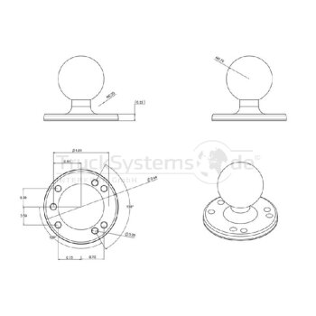 RAM MOUNTS Basisplatte rund mit C-Kugel