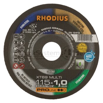 RHODIUS Trennscheibe XT69 MULTI 115 x1,0x 22,23