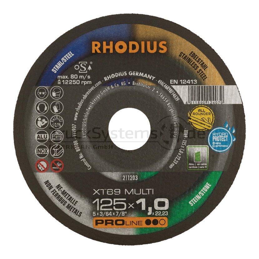 RHODIUS Trennscheibe XT69 MULTI 125 x1,0x 22,23