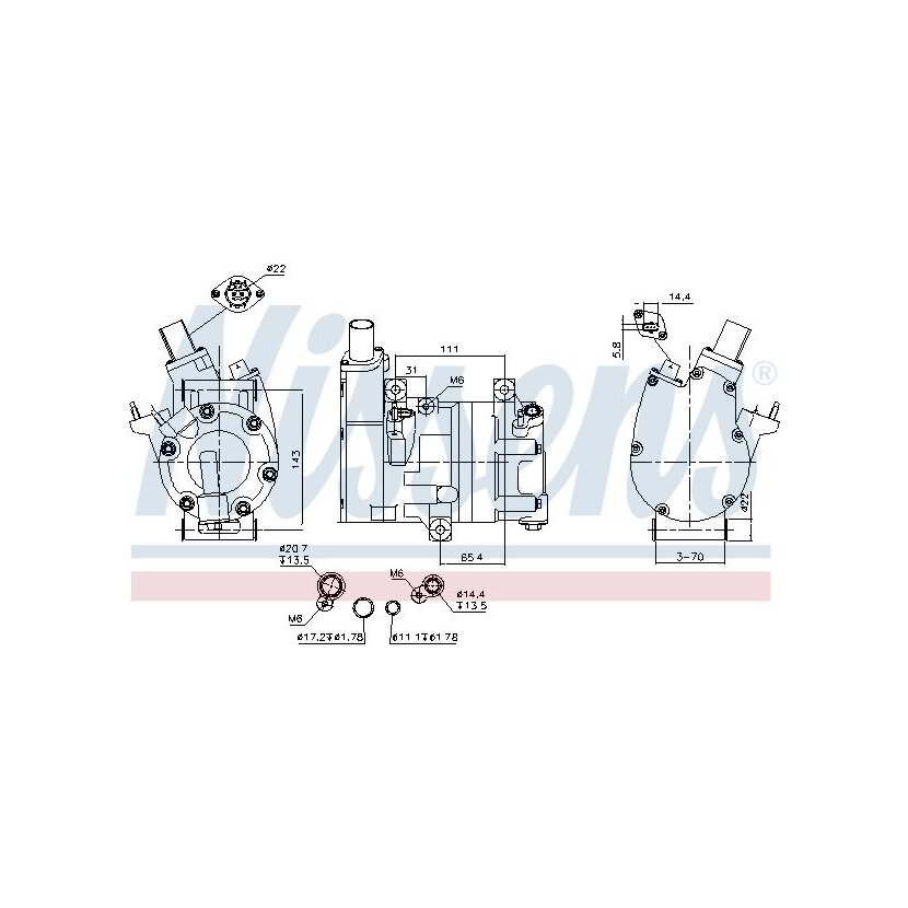 NISSENS Kompressor, Klimaanlage 891066 für 9840056680