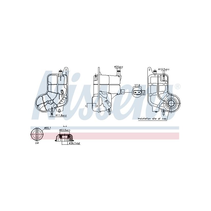 NISSENS Ausgleichsbehälter, Kühlmittel 996288 für 4F0121403C