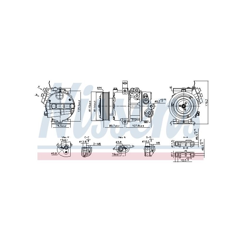 NISSENS Kompressor, Klimaanlage 890751 für 97701D3200