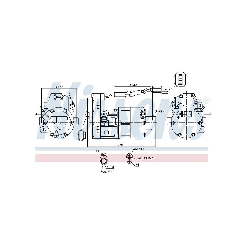 NISSENS Kompressor, Klimaanlage 890954 für 108819800I