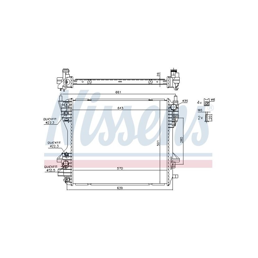 NISSENS Kühler, Motorkühlung 66709 für C2D26048