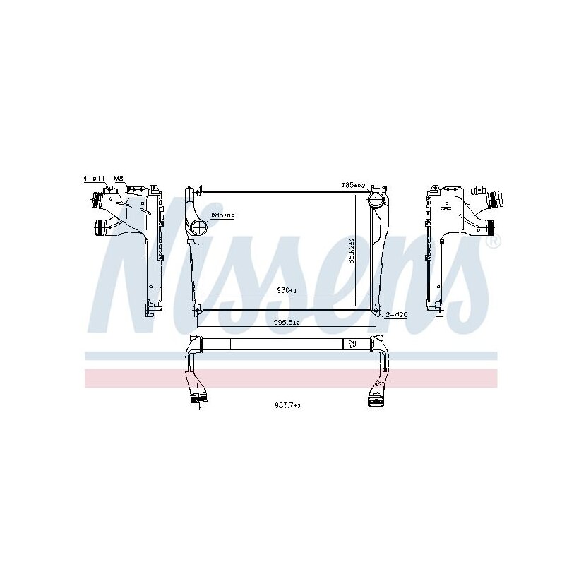 NISSENS Ladeluftkühler 961564 für 9605000102