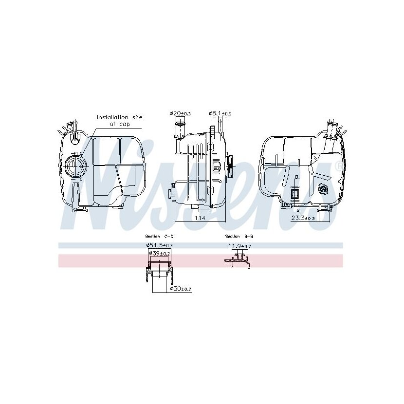 NISSENS Ausgleichsbehälter, Kühlmittel 996224 für 1304004