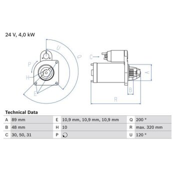 BOSCH Starter 0 986 020 170 - 0986020170 für 2995986