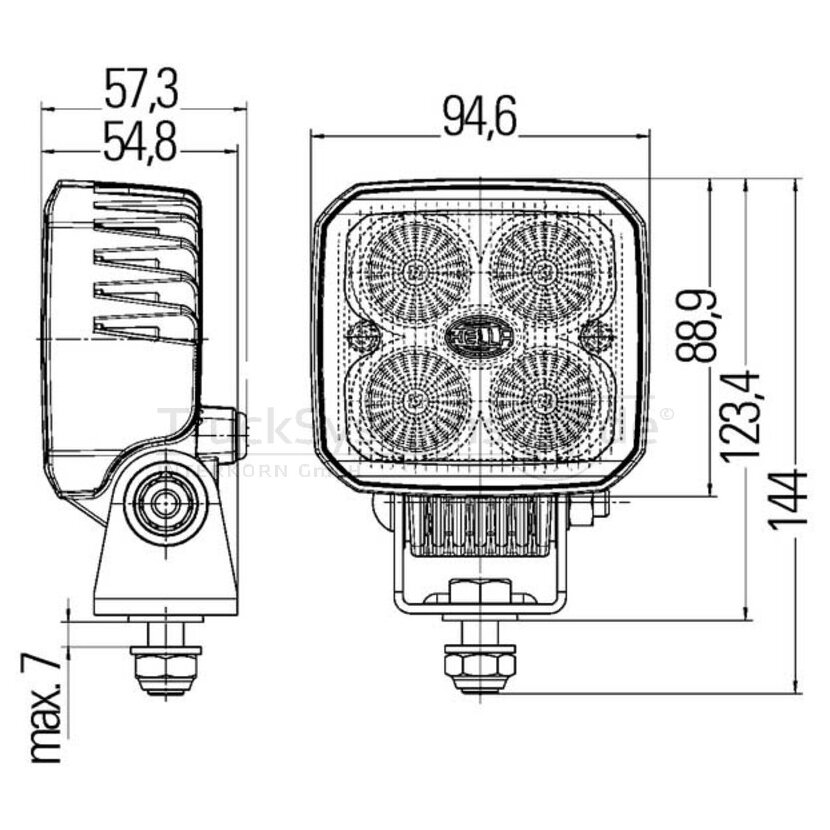 HELLA LED-Arbeitsscheinwerfer Thermo Pro Serie, Q90 COMPACT LED, mit 4 LEDs- 1GA 996 284-001 - 1GA996284001