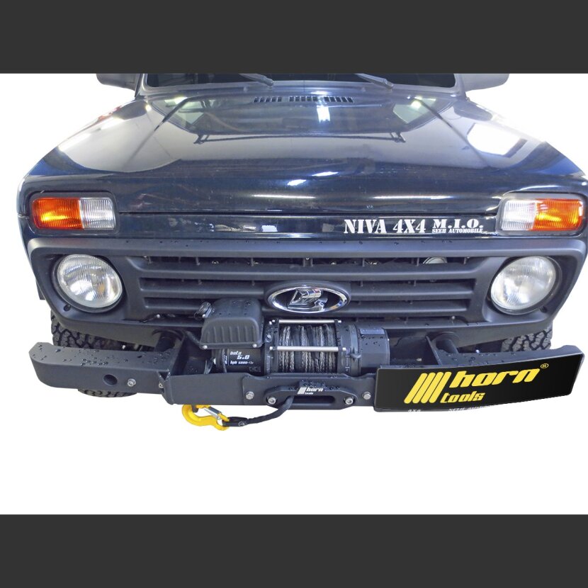 horntools Seilwindensystem Lada Niva Taiga 4,3to Alpha 9.5 mit TÜV Kunststoffseil Elektrowinde Seilwinde 12V horntools - HWBLANI9500DY_X