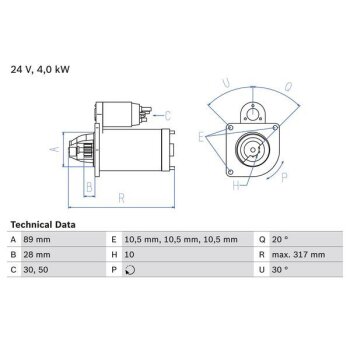 BOSCH Starter 0 986 020 070 - 0986020070 für 51...