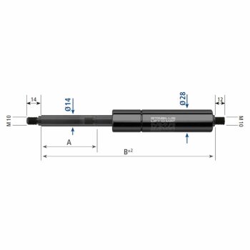 STABILUS GF-Dämpfer 14/28 2KN Lg1070mm-H488mm  - 083193