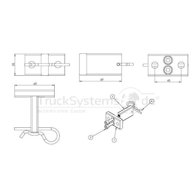 Halter für Hemmschuh Alu elox. single - 600740100