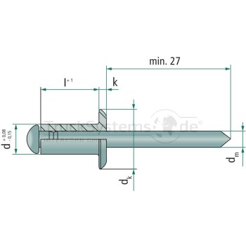 Flachkopf-Blindniete 6x25 VE200  - 4878840236 -...