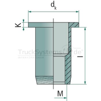 VVG Flachkopf-Blindnietmutter M6-30 VE250  -...