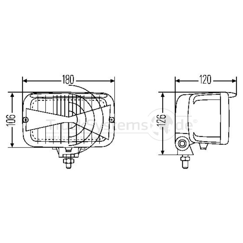 HELLA Hauptscheinwerfer H4 Re B: 180mm - 1AB 007 145-001 - 1AB007145001