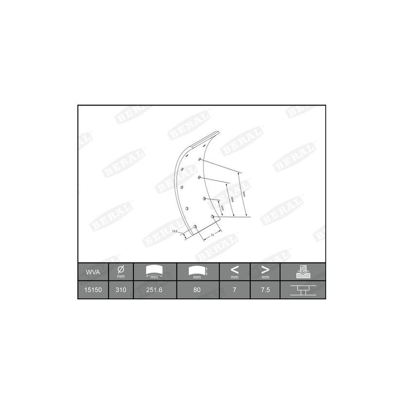 BERAL Bremsbelagsatz, Trommelbremse KBL15150.0-1548 - KBL1515001548