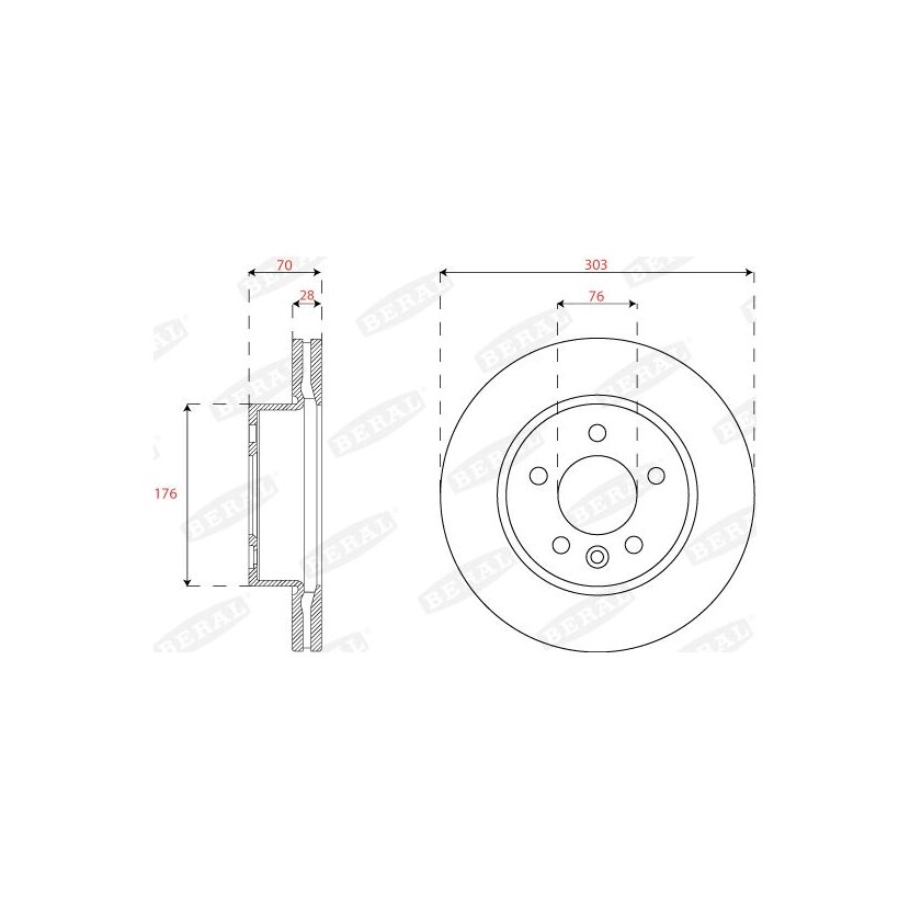 BERAL Bremsscheibe BCR382A für 2N0615301A