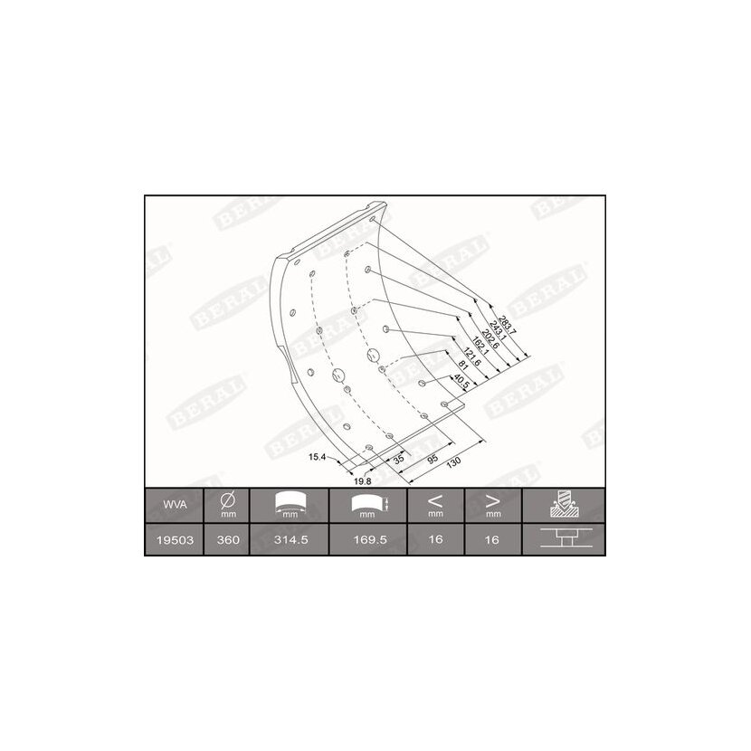 BERAL Bremsbelagsatz, Trommelbremse KBL19503.0-1637 - KBL1950301637 für AMPB 017