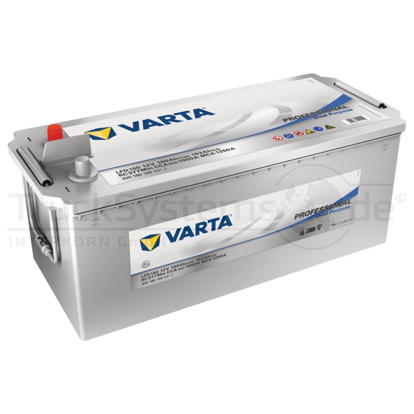 VARTA Starterbatterie 12V 180Ah DC 930180100B912 Professional DC 1000A- 4016987141144