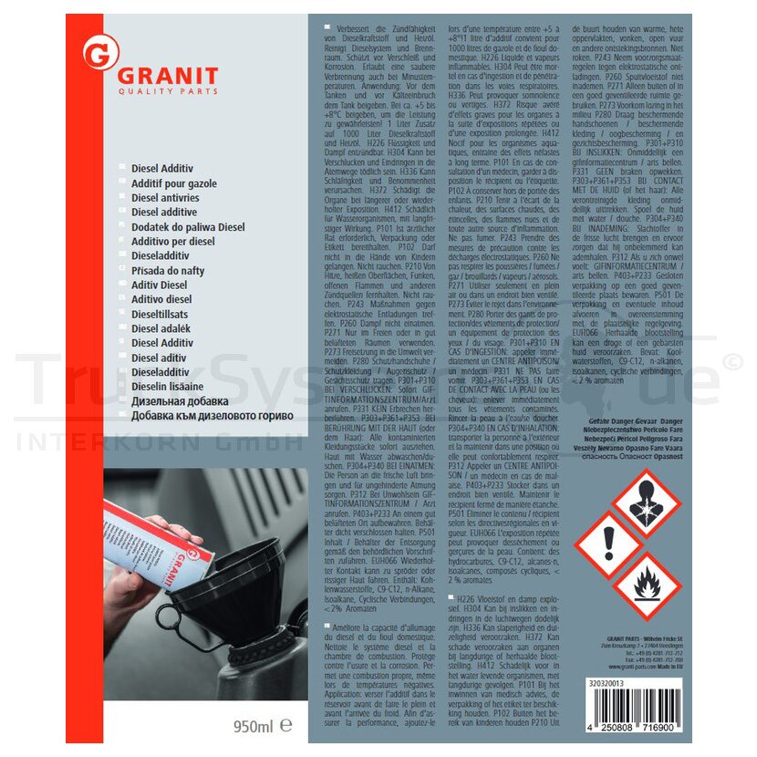 Diesel-Kraftstoffzusatz 950ml  - 320320013 - 4250808716900