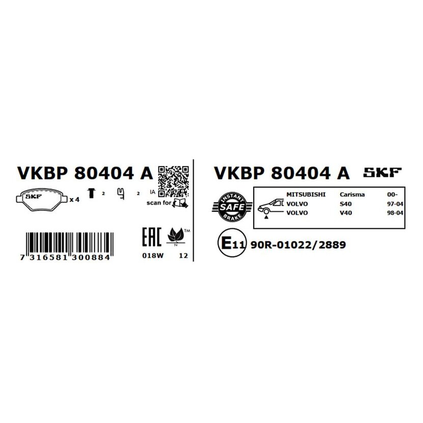 SKF Bremsbelagsatz, Scheibenbremse VKBP 80404 A - VKBP80404A für 4605A-658