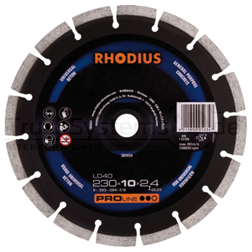 RHODIUS Diamant - Trennscheibe LD40 Universal Beton 230 x 10 0 x 2.4 x 22 23  - 302454