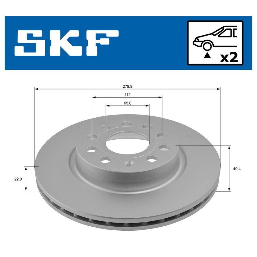 SKF Bremsscheibe VKBD 80012 V2 - VKBD80012V2 für 1K0 615 301AC