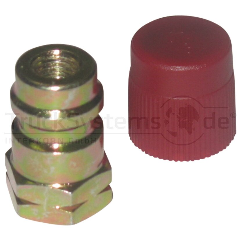 CGS Hochdruckanschluss Messing lang mit Schraderventil 1/4SAE -134A  - RF344-Messing - RF344Messing