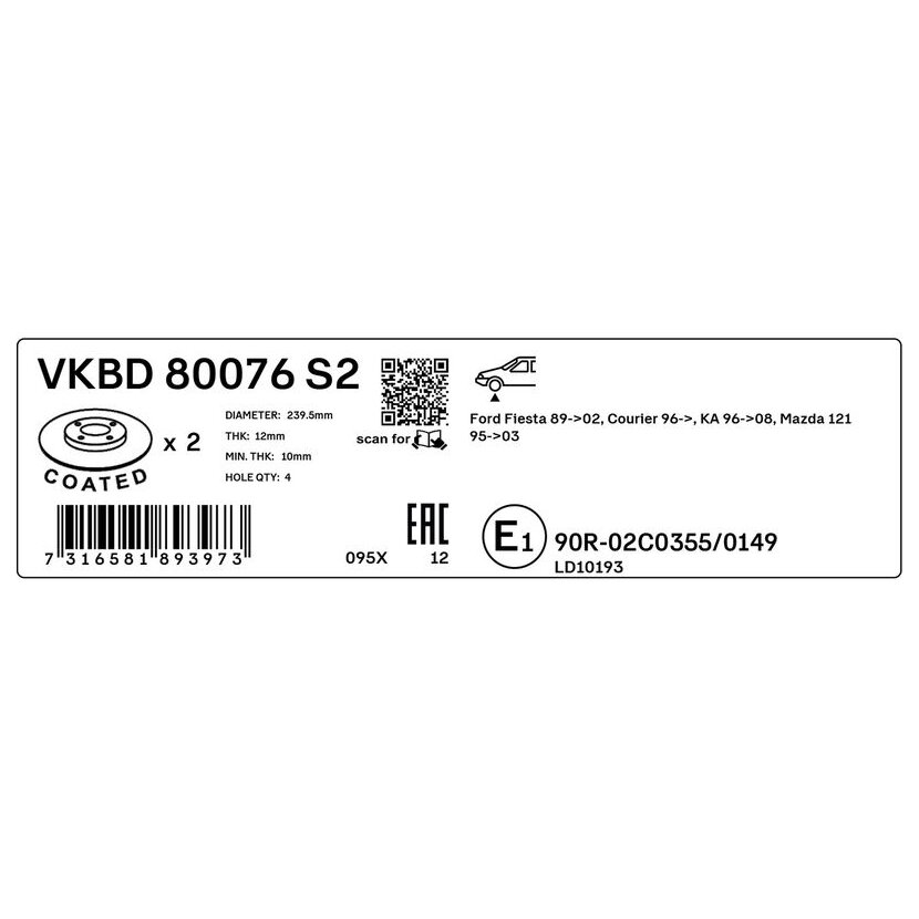 SKF Bremsscheibe VKBD 80076 S2 - VKBD80076S2 für 1006505