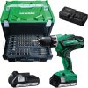 HIKOKI Bohrschrauber Akku HiKOKI DS18DJL/ 1 5Ah Li-ion/ 2 Akkus Ladegerät im Systemkoffer mit 100 teilig Zubehör  - DS18DJWKP2Z