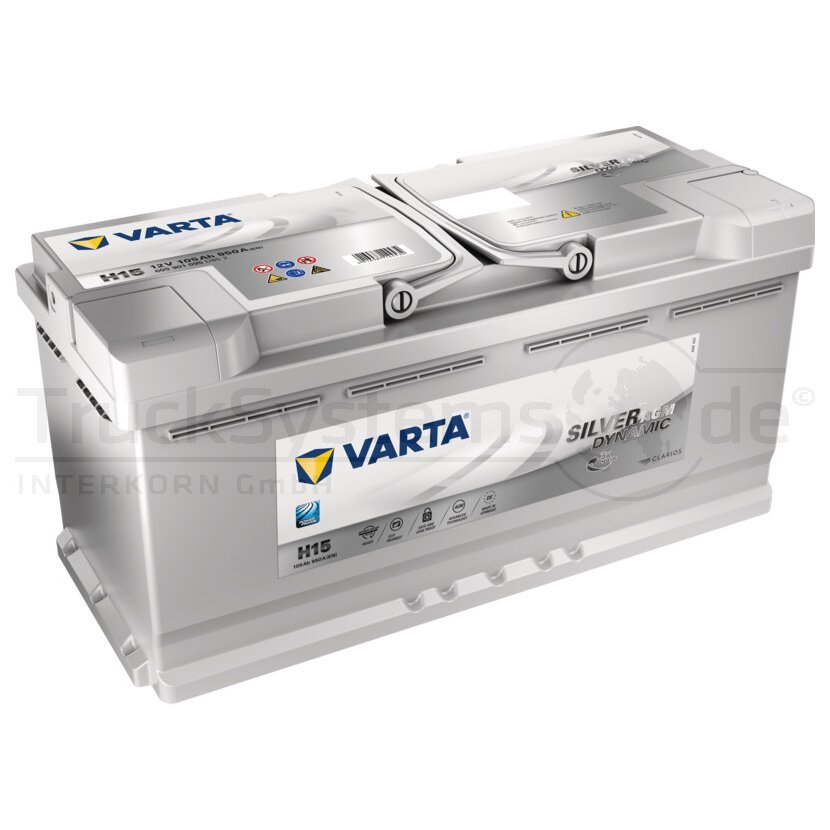 VARTA Starterbatterie 12V 105Ah AGM 605901095D852 SILVER Dynamic 950A - 4016987144534